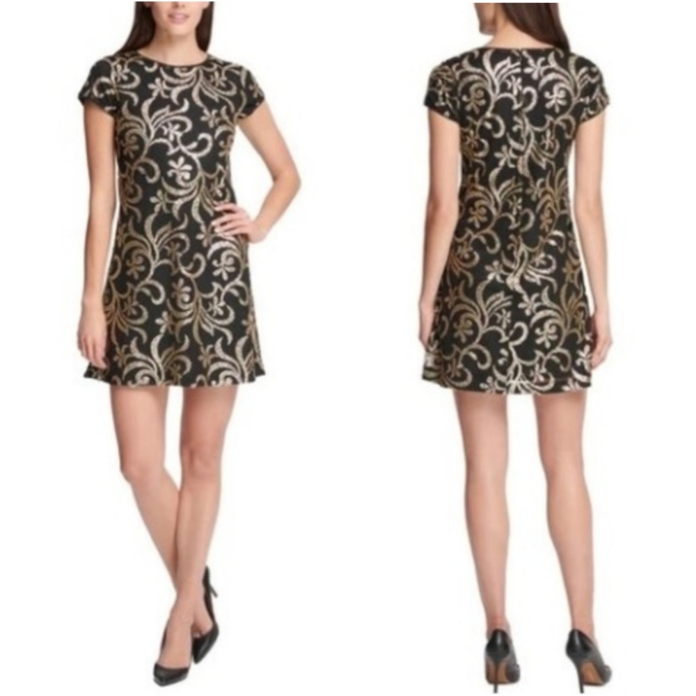 Kensie - Black & Gold Cocktail Dress NWOT